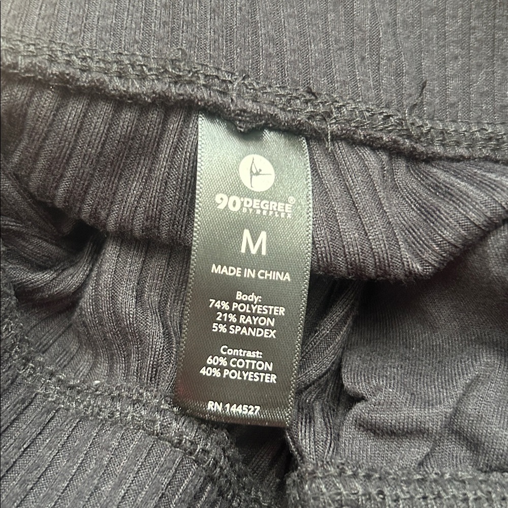 90 Degree By Reflex Charcoal cropped Ribbed Hoodie and Joggers - Picture 5 of 5
